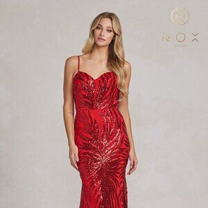 NEW LONG OFF THE SHOULDER SLEEVELESS EMBROIDERED DRESS WITH ZIPPER BACK NX R1072